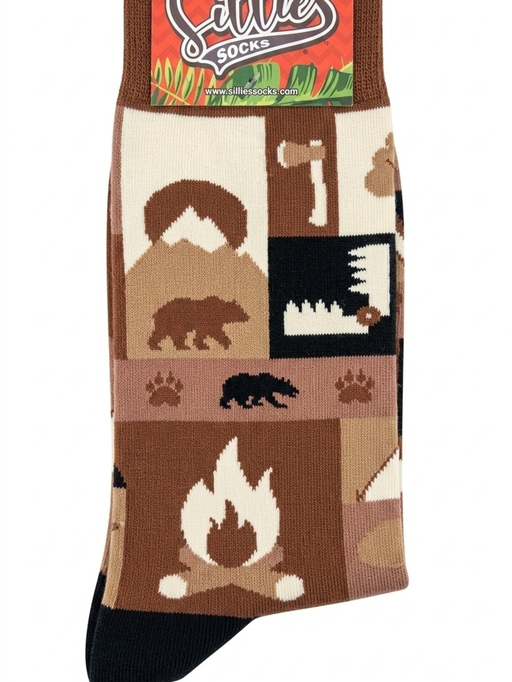 Sillies Socks Camping Cabin Patchwork Crew Socks One Size NWT Adult Unisex